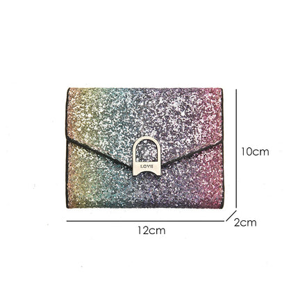 Fashion Women Sequins Wallets Glitter PU Leather Short Coin Purse Wallets for Ladies Card Holder Small Female Mini Clutch Girls