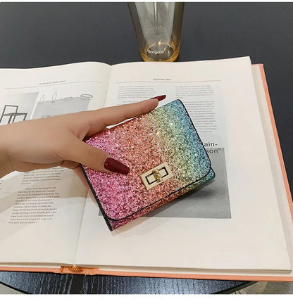 Fashion Women Sequins Wallets Glitter PU Leather Short Coin Purse Wallets for Ladies Card Holder Small Female Mini Clutch Girls