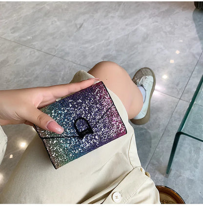 Fashion Women Sequins Wallets Glitter PU Leather Short Coin Purse Wallets for Ladies Card Holder Small Female Mini Clutch Girls