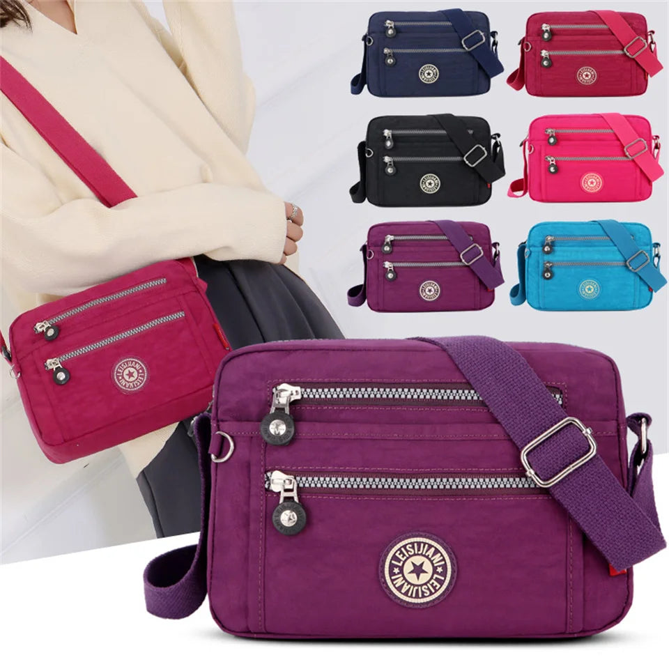 Fashion Women Shoulder Messenger Bag Nylon Oxford Lightweight Waterproof Zipper Package Large Capacity Travel Crossbody Bag