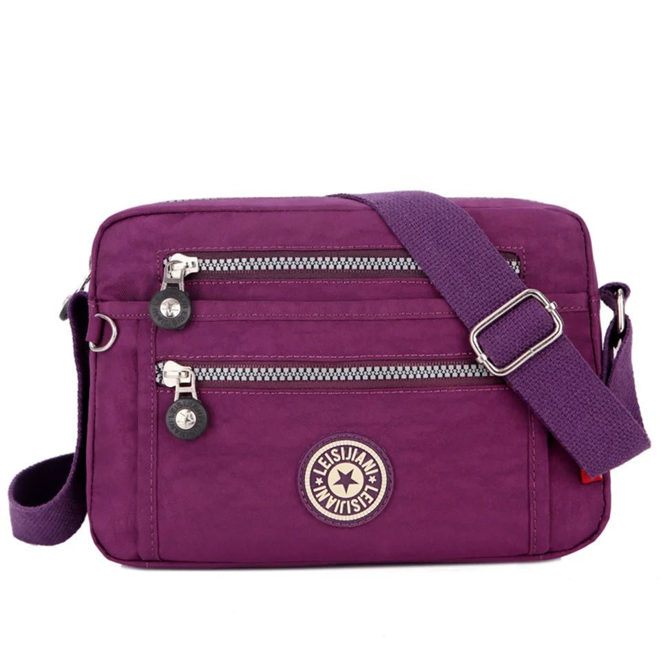 Fashion Women Shoulder Messenger Bag Nylon Oxford Lightweight Waterproof Zipper Package Large Capacity Travel Crossbody Bag