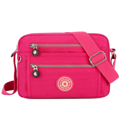 Fashion Women Shoulder Messenger Bag Nylon Oxford Lightweight Waterproof Zipper Package Large Capacity Travel Crossbody Bag