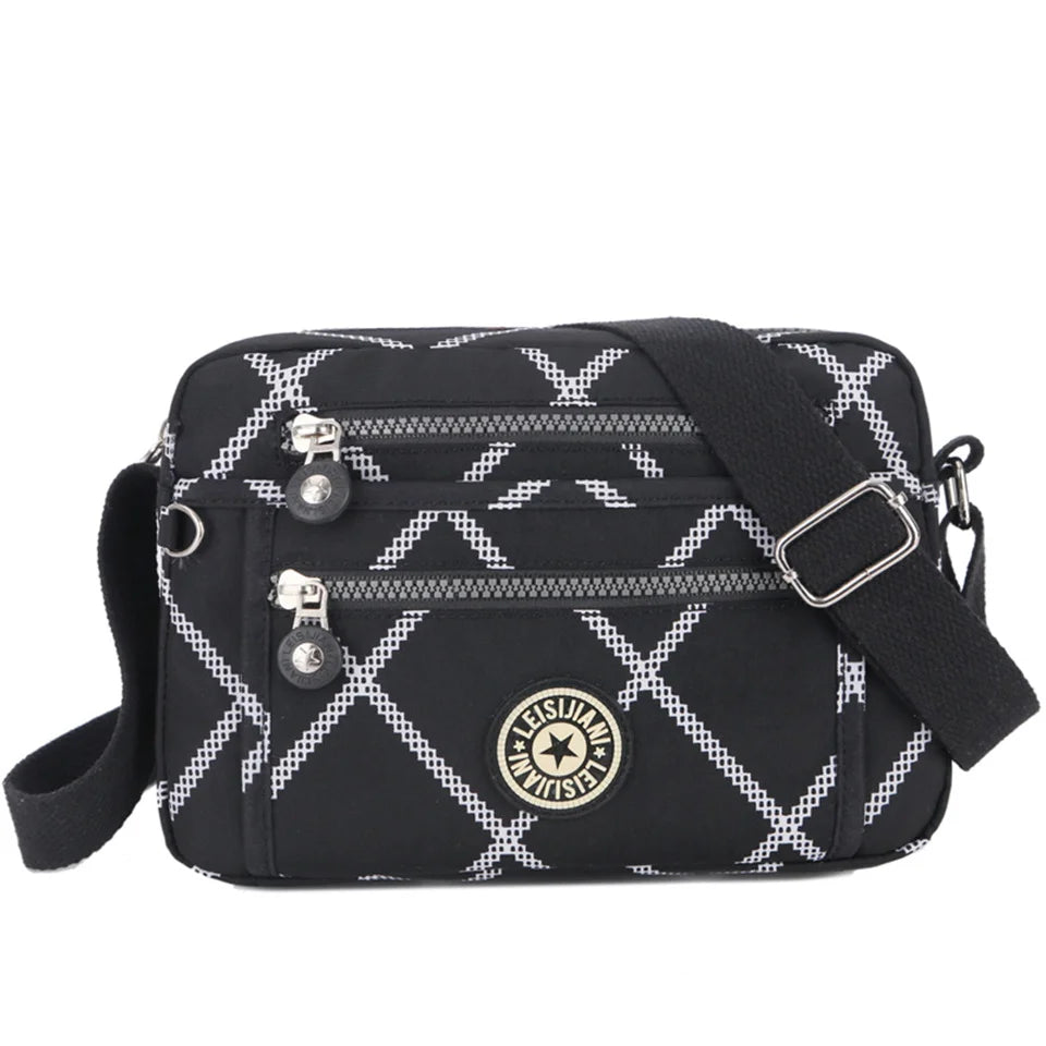 Fashion Women Shoulder Messenger Bag Nylon Oxford Lightweight Waterproof Zipper Package Large Capacity Travel Crossbody Bag