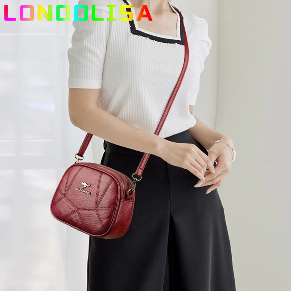 Fashion Women Small Top-handle Bags High Quality Leather Shoulder 3 Layers Mini Bags Ladies Crossbody Bag Brand Designer Handbag