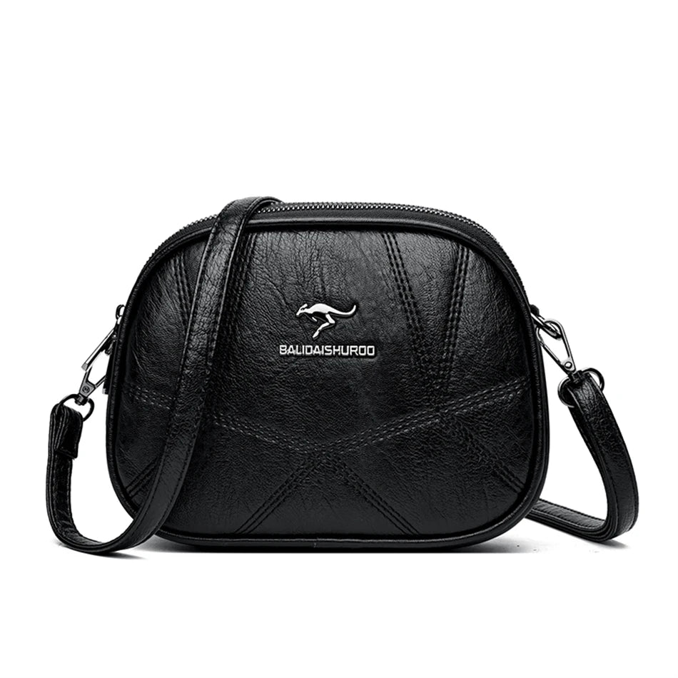 Fashion Women Small Top-handle Bags High Quality Leather Shoulder 3 Layers Mini Bags Ladies Crossbody Bag Brand Designer Handbag