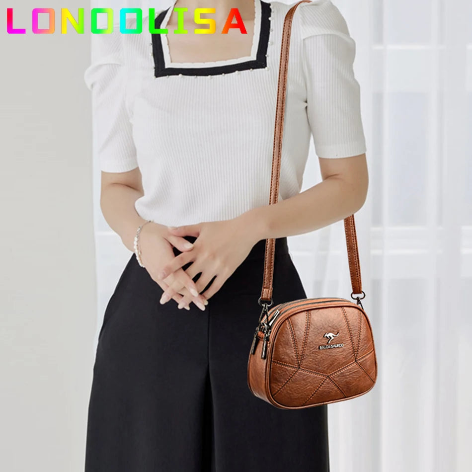 Fashion Women Small Top-handle Bags High Quality Leather Shoulder 3 Layers Mini Bags Ladies Crossbody Bag Brand Designer Handbag