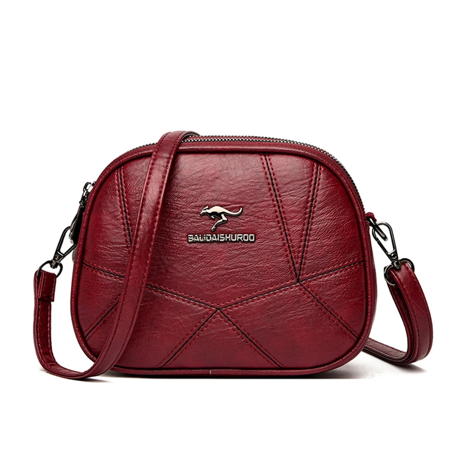 Fashion Women Small Top-handle Bags High Quality Leather Shoulder 3 Layers Mini Bags Ladies Crossbody Bag Brand Designer Handbag