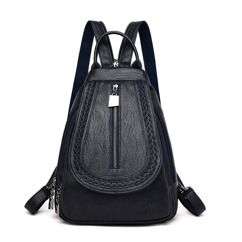 Fashion Women Soft Leather Backpacks Female School Book Bags Large Capacity Shopping Travel Knapsack Femme New Casual Rucksack