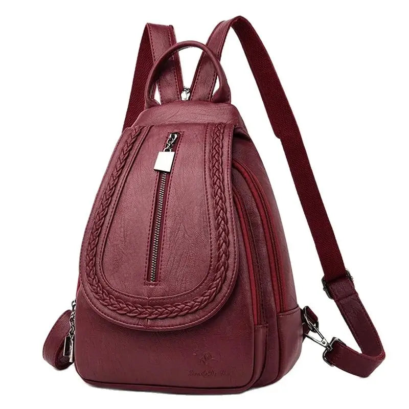Fashion Women Soft Leather Backpacks Female School Book Bags Large Capacity Shopping Travel Knapsack Femme New Casual Rucksack