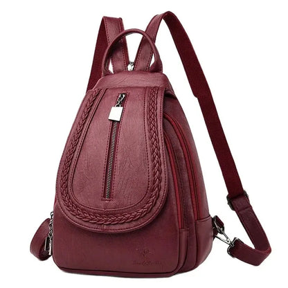 Fashion Women Soft Leather Backpacks Female School Book Bags Large Capacity Shopping Travel Knapsack Femme New Casual Rucksack