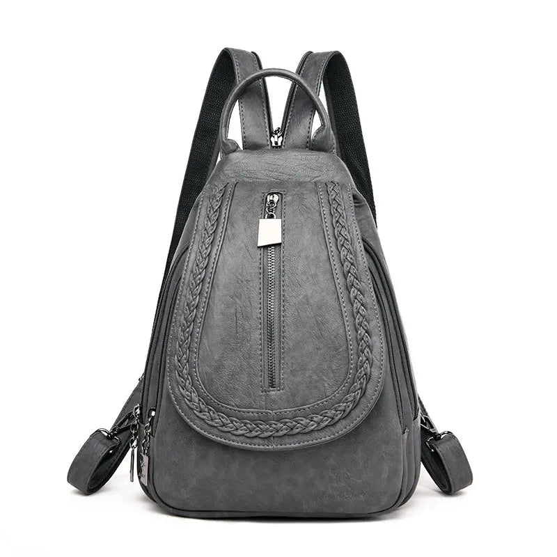 Fashion Women Soft Leather Backpacks Female School Book Bags Large Capacity Shopping Travel Knapsack Femme New Casual Rucksack