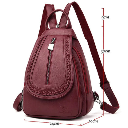 Fashion Women Soft Leather Backpacks Female School Book Bags Large Capacity Shopping Travel Knapsack Femme New Casual Rucksack