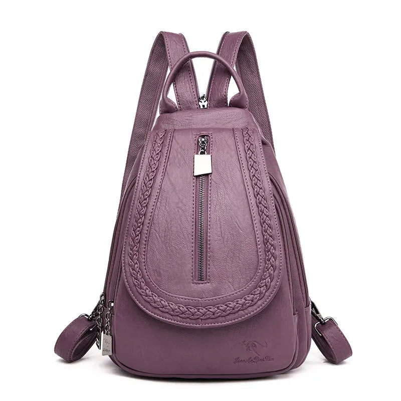 Fashion Women Soft Leather Backpacks Female School Book Bags Large Capacity Shopping Travel Knapsack Femme New Casual Rucksack