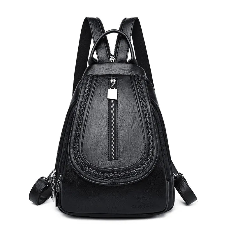 Fashion Women Soft Leather Backpacks Female School Book Bags Large Capacity Shopping Travel Knapsack Femme New Casual Rucksack