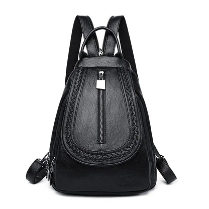 Fashion Women Soft Leather Backpacks Female School Book Bags Large Capacity Shopping Travel Knapsack Femme New Casual Rucksack