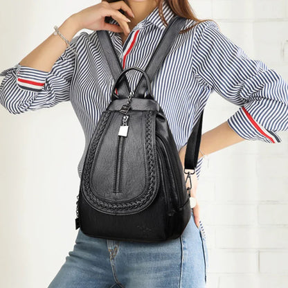Fashion Women Soft Leather Backpacks Female School Book Bags Large Capacity Shopping Travel Knapsack Femme New Casual Rucksack