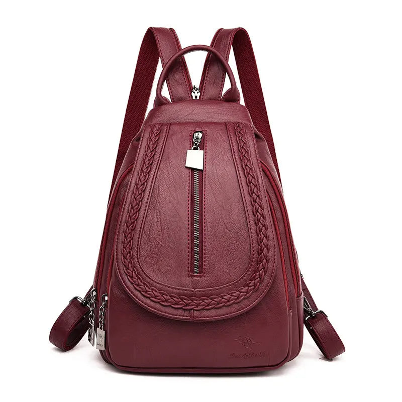Fashion Women Soft Leather Backpacks Female School Book Bags Large Capacity Shopping Travel Knapsack Femme New Casual Rucksack