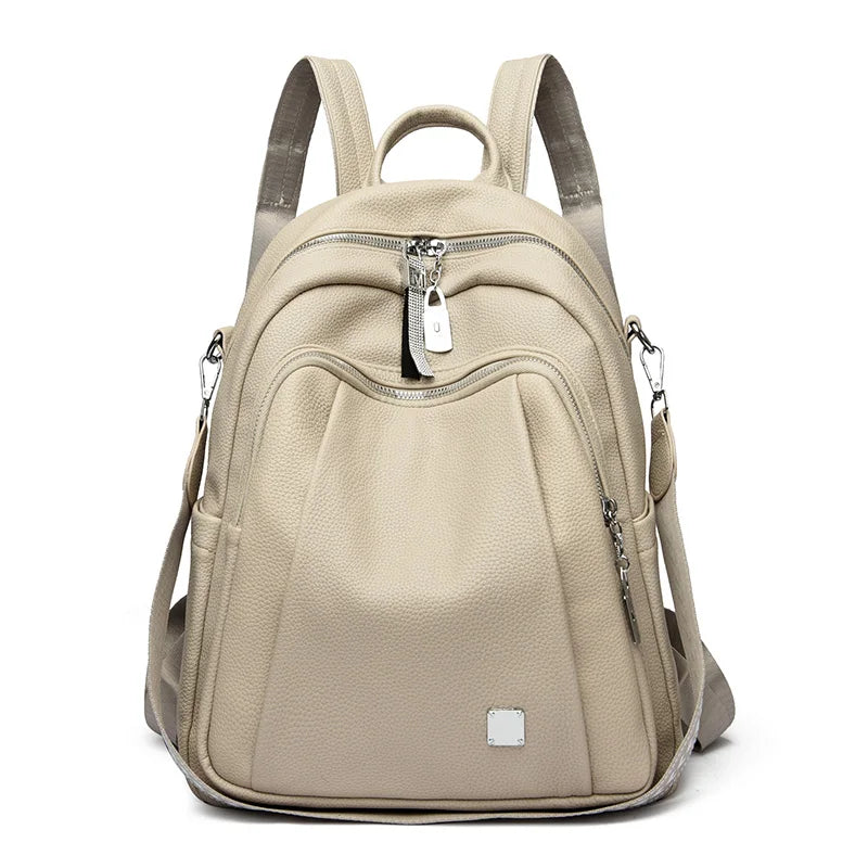 Fashion Women Soft Leather pack 3 In 1 Lady Bookbag for Girls Female Travel Bagpack Shopper Shoulder Bag Large Capacity Rucksack