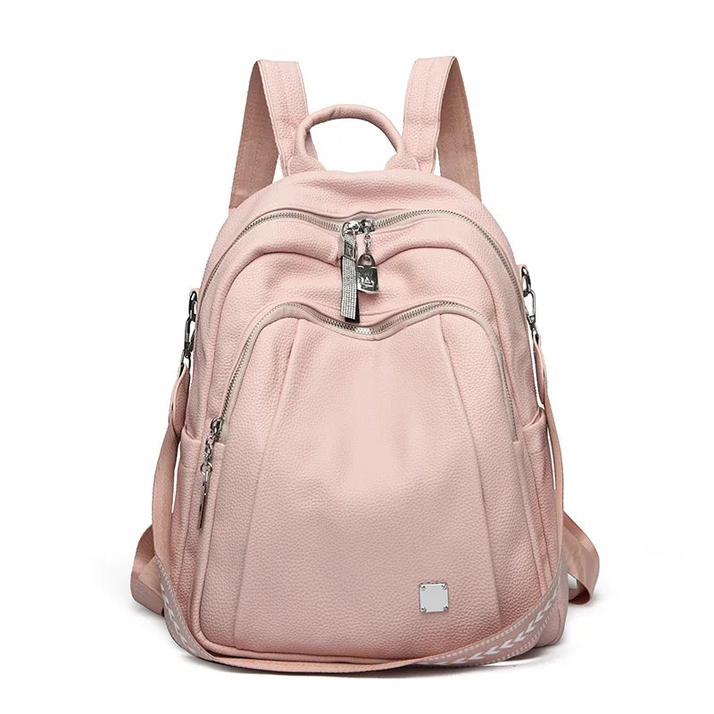 Fashion Women Soft Leather pack 3 In 1 Lady Bookbag for Girls Female Travel Bagpack Shopper Shoulder Bag Large Capacity Rucksack