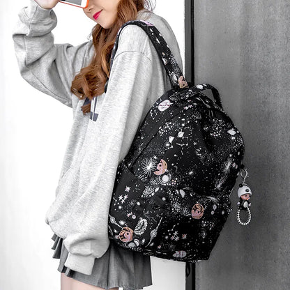 Fashion Women Star Print Backpacks Fashion Large Capacity Backpack Nylon Waterproof Travel Bags Schoolbag Solid Color School Bag