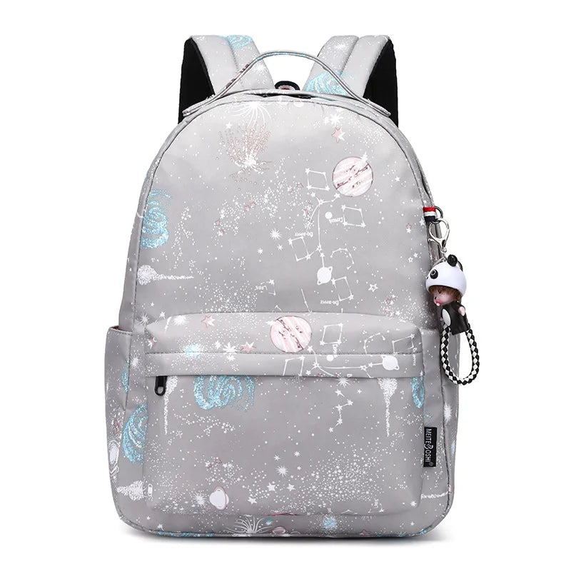 Fashion Women Star Print Backpacks Fashion Large Capacity Backpack Nylon Waterproof Travel Bags Schoolbag Solid Color School Bag