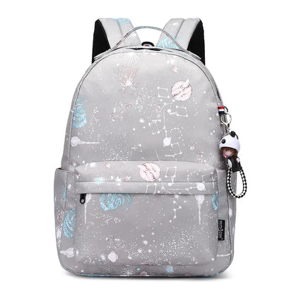 Fashion Women Star Print Backpacks Fashion Large Capacity Backpack Nylon Waterproof Travel Bags Schoolbag Solid Color School Bag