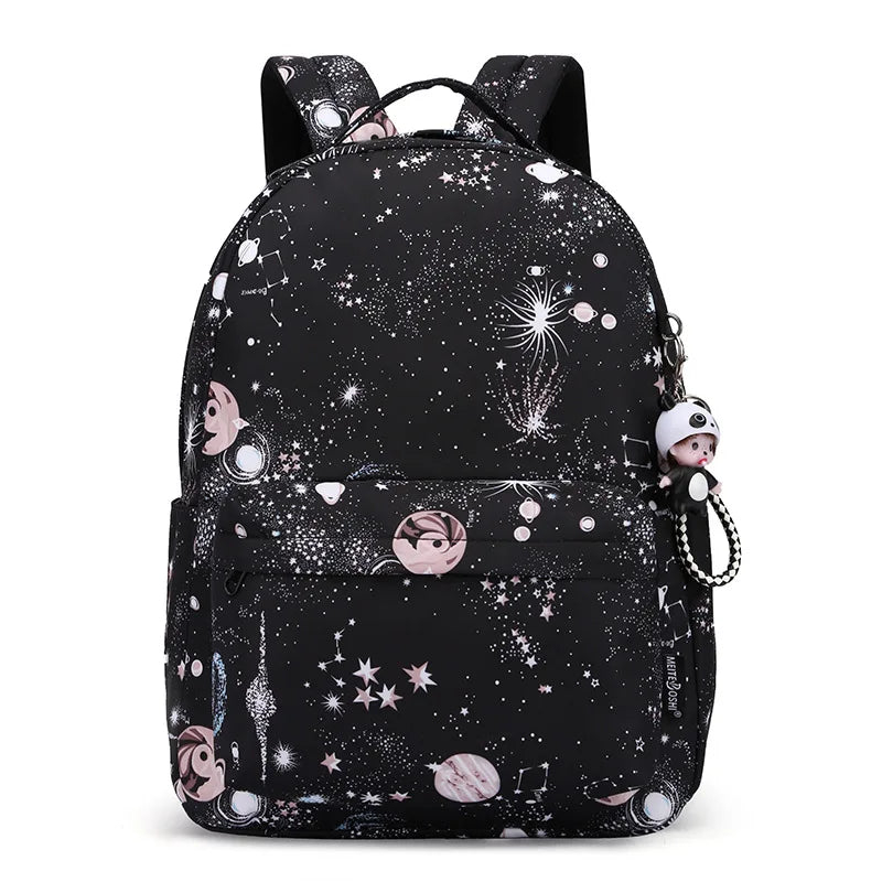 Fashion Women Star Print Backpacks Fashion Large Capacity Backpack Nylon Waterproof Travel Bags Schoolbag Solid Color School Bag