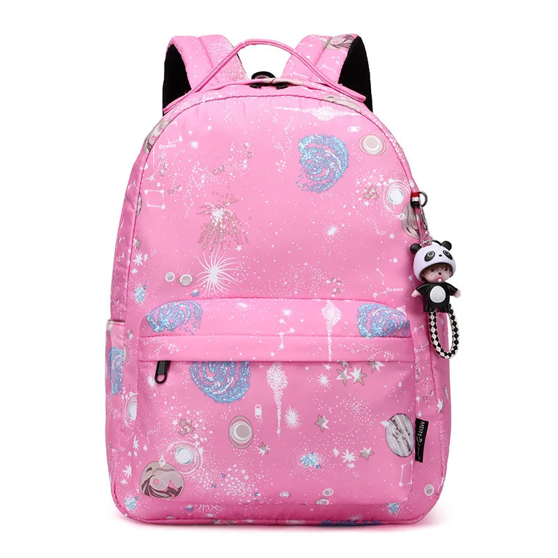 Fashion Women Star Print Backpacks Fashion Large Capacity Backpack Nylon Waterproof Travel Bags Schoolbag Solid Color School Bag