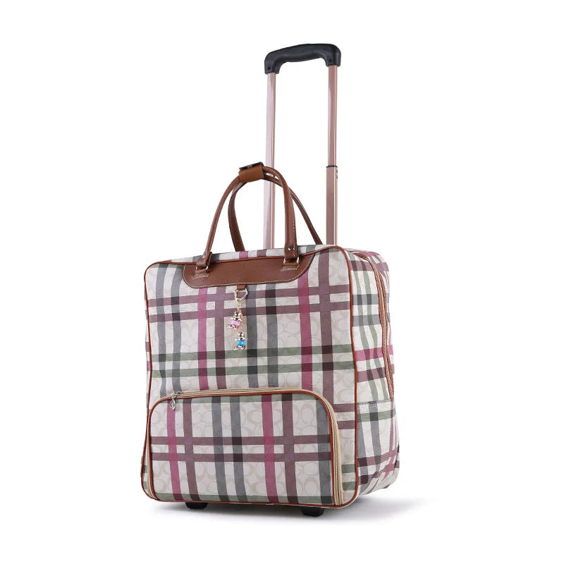 Fashion Women Travel Luggage Trolley Bag on Wheels Suitcase Business Boarding bag Travel Rolling Suitcase Bags