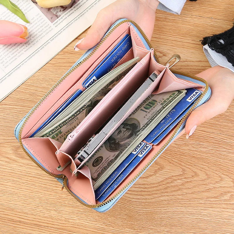 Fashion Women Wallet Female Clutch Card Holder Purse PU Leather Long Wallet Hasp Phone Bag Money Coin Pocket Cartera Mujer