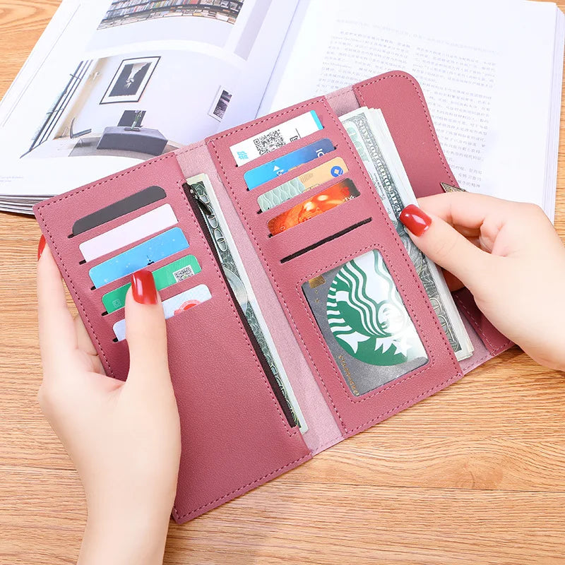 Fashion Women Wallet Female Clutch Card Holder Purse PU Leather Long Wallet Hasp Phone Bag Money Coin Pocket Cartera Mujer
