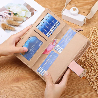 Fashion Women Wallet Female Clutch Card Holder Purse PU Leather Long Wallet Hasp Phone Bag Money Coin Pocket Cartera Mujer
