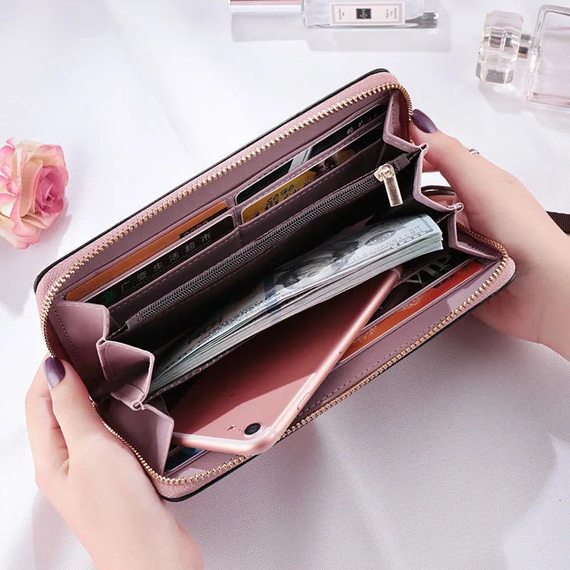 Fashion Women Wallet Female Clutch Card Holder Purse PU Leather Long Wallet Hasp Phone Bag Money Coin Pocket Cartera Mujer
