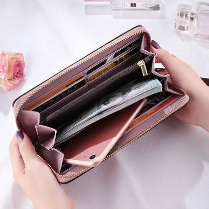 Fashion Women Wallet Female Clutch Card Holder Purse PU Leather Long Wallet Hasp Phone Bag Money Coin Pocket Cartera Mujer