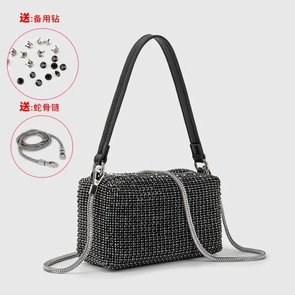 Fashion Women's Bag Diamond Bag 2024 Summer New Shiny Full Diamond Crossbody Handbag Armpit Bag