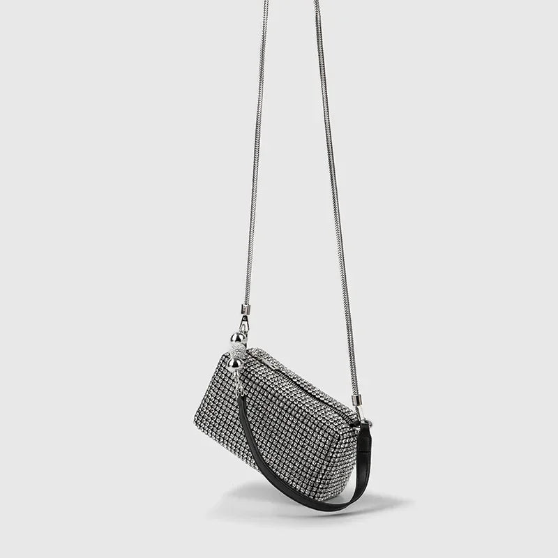 Fashion Women's Bag Diamond Bag 2024 Summer New Shiny Full Diamond Crossbody Handbag Armpit Bag