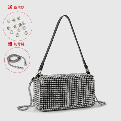 Fashion Women's Bag Diamond Bag 2024 Summer New Shiny Full Diamond Crossbody Handbag Armpit Bag