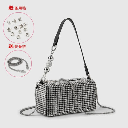 Fashion Women's Bag Diamond Bag 2024 Summer New Shiny Full Diamond Crossbody Handbag Armpit Bag