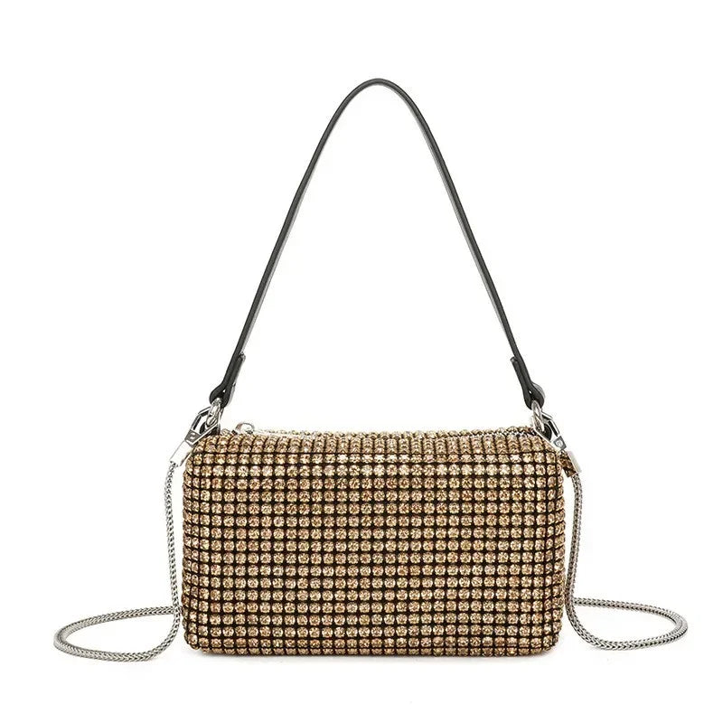 Fashion Women's Bag Diamond Bag 2024 Summer New Shiny Full Diamond Crossbody Handbag Armpit Bag