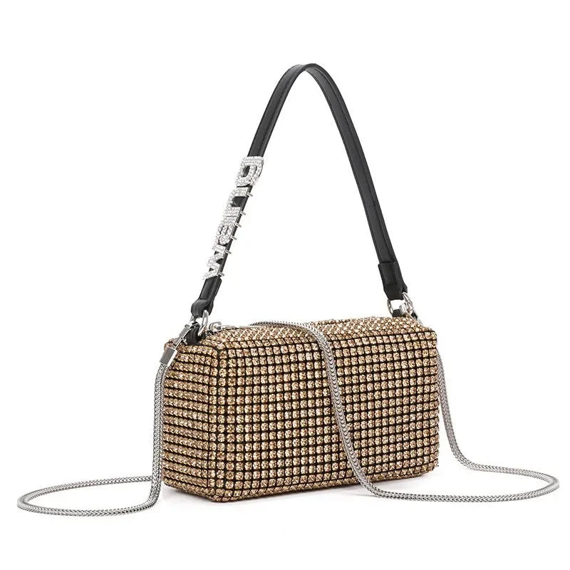Fashion Women's Bag Diamond Bag 2024 Summer New Shiny Full Diamond Crossbody Handbag Armpit Bag