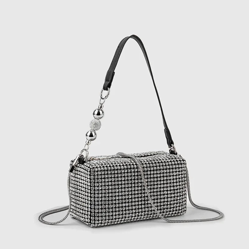 Fashion Women's Bag Diamond Bag 2024 Summer New Shiny Full Diamond Crossbody Handbag Armpit Bag