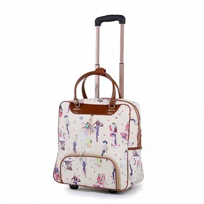 Fashion Women travel Business Boarding bag ON wheels trolley bags large capacity Travel Rolling Luggage Retro girl Suitcase Bag