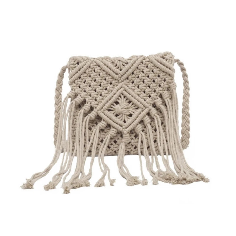 Fashion Woven Bag Woven Knitted Tassel-Bags Crossbody Bag Summer-Beach Shoulder Bag Gift for Women Girl  Bags
