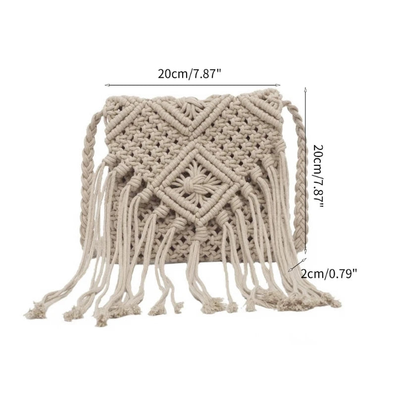 Fashion Woven Bag Woven Knitted Tassel-Bags Crossbody Bag Summer-Beach Shoulder Bag Gift for Women Girl  Bags