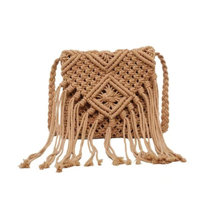 Fashion Woven Bag Woven Knitted Tassel-Bags Crossbody Bag Summer-Beach Shoulder Bag Gift for Women Girl  Bags