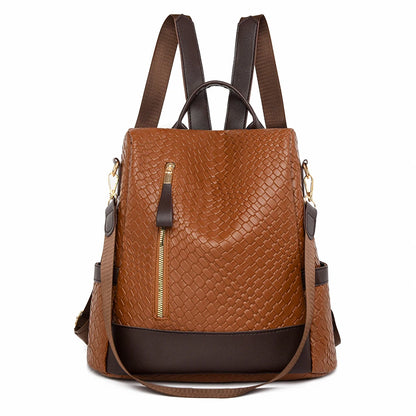Fashion Woven Design Backpack Luxury Brand Women's Backpacks High Quality Leather Large Capacity Bagpack Girl's Travel Mochilas