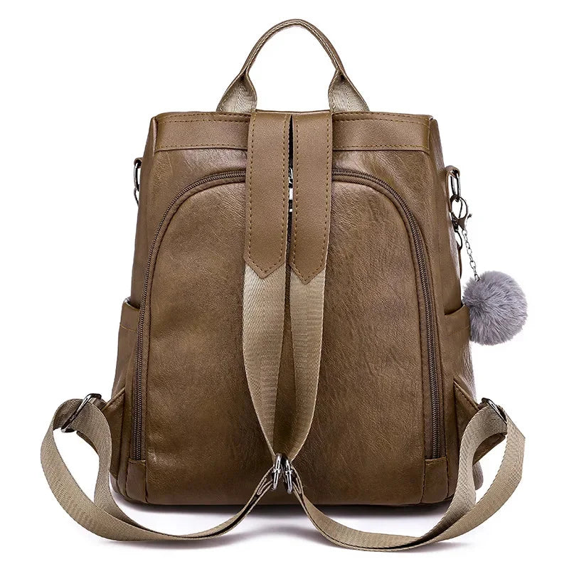 Fashion anti-theft women's vintage leather travel backpack casual Feminina school bag