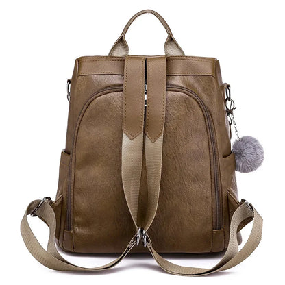 Fashion anti-theft women's vintage leather travel backpack casual Feminina school bag