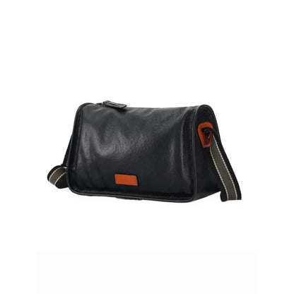 Fashion genuine leather men's large capacity cowhide male shoulder Black trend crossbody bag
