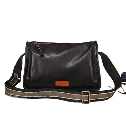 Fashion genuine leather men's large capacity cowhide male shoulder Black trend crossbody bag